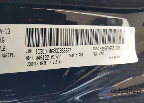 2013 Dodge Dart Sxt из США, поврежденный, VIN 1C3CDFBA2DD302337